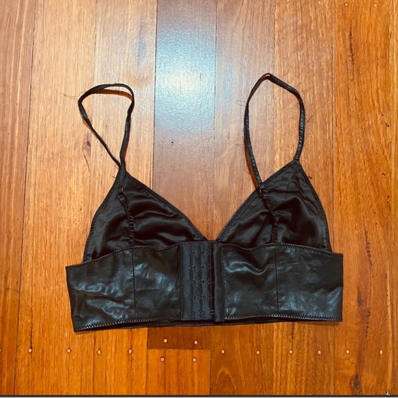 Bardot black leather look bralette top - Picture 5 of 8